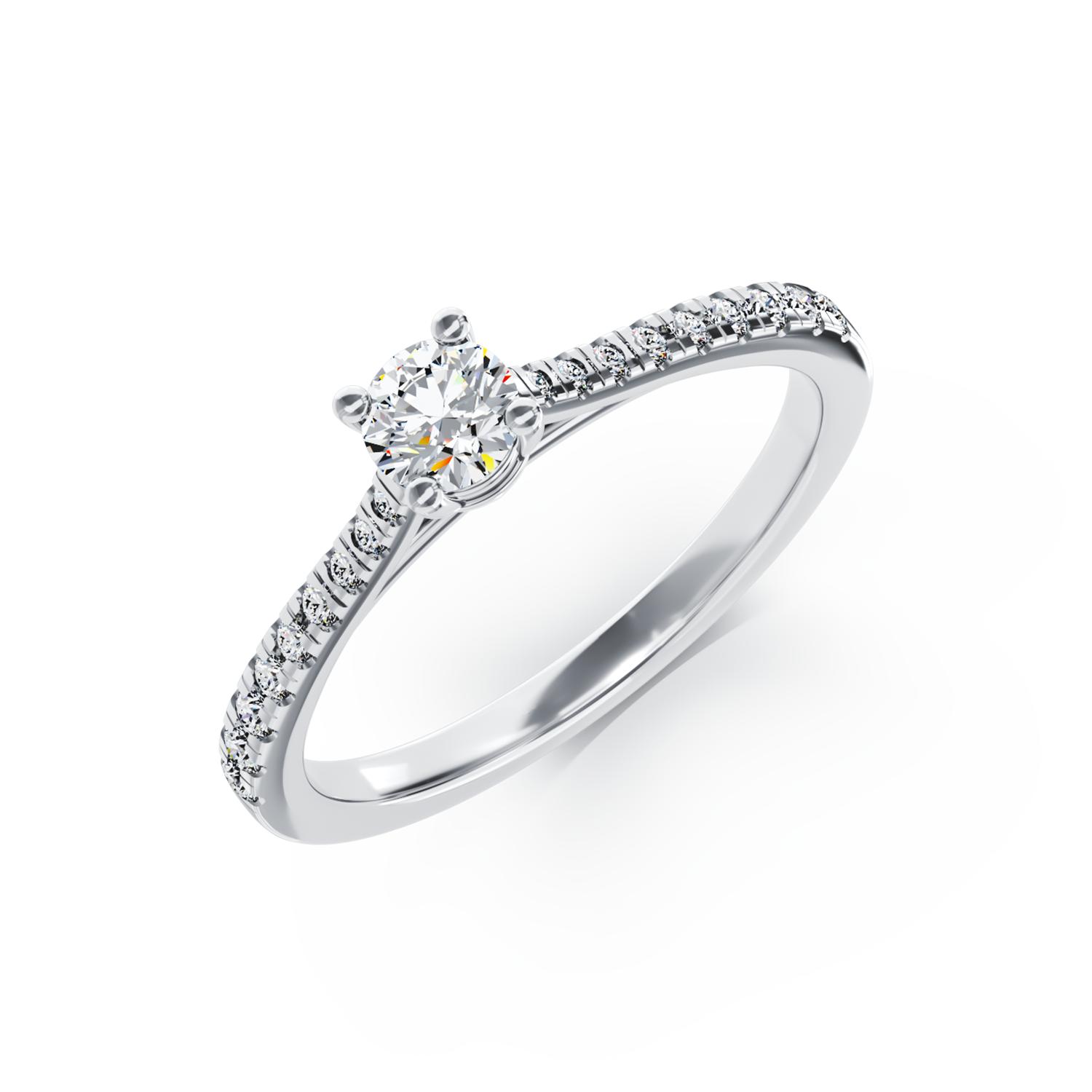 18K white gold engagement ring with diamond of 0.24ct and diamonds of 0.17ct